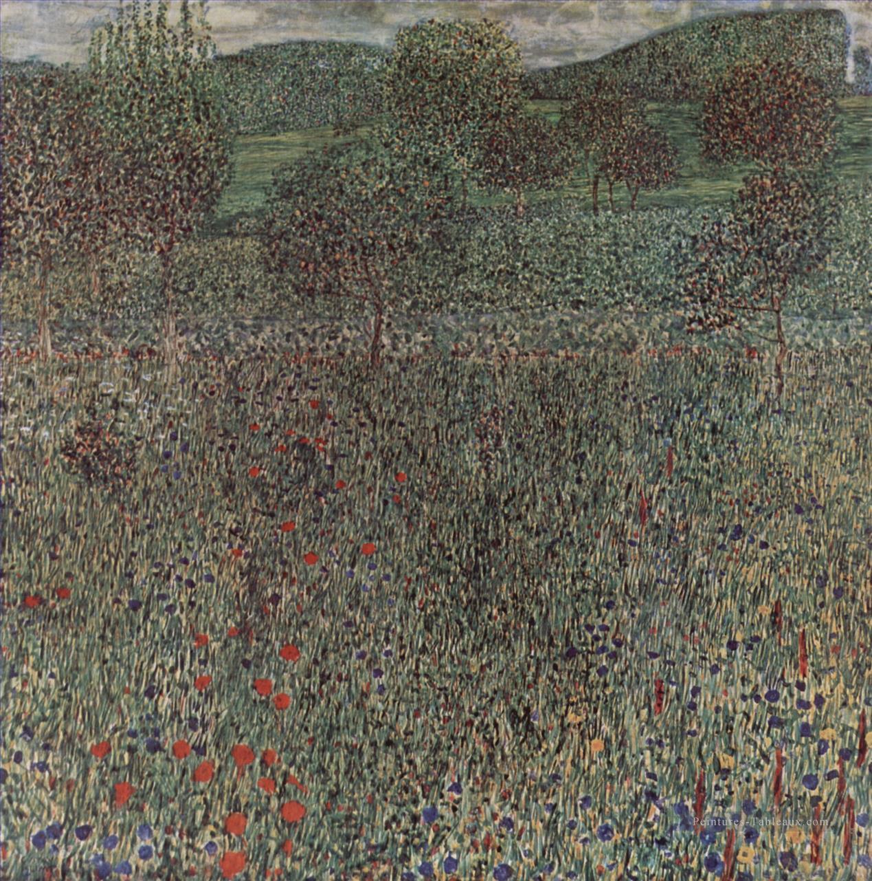 Champ de fleurs Gustav Klimt Peintures à l'huile